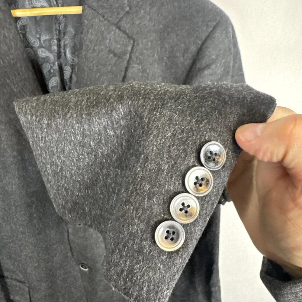 Grafton 100% Cashmere Blazer Jacket Men 46 Charcoal Gray Sports‎ Coat